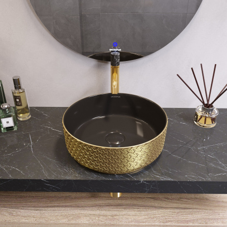 Раковина накладная Grossman GR-5010GBR (355х355х115) золото